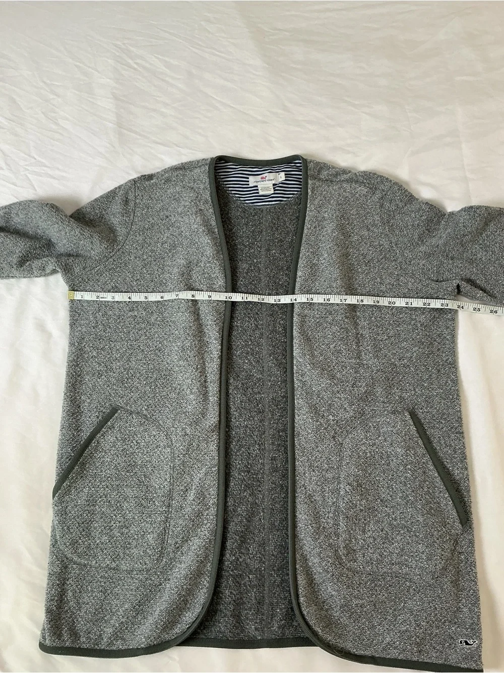 Vineyard Vines Gray Open Front Cardigan Size S | Soft Knit Layer - Picture 3 of 7